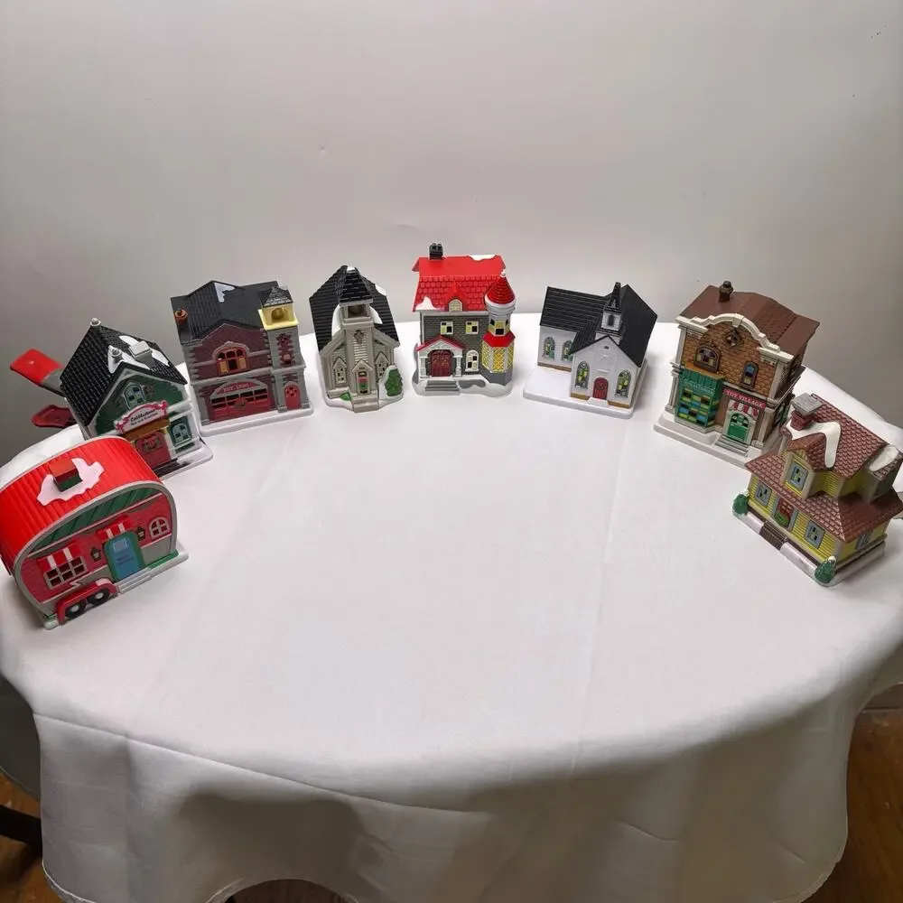 Small Christmas Winter Village Structures - 8 Count